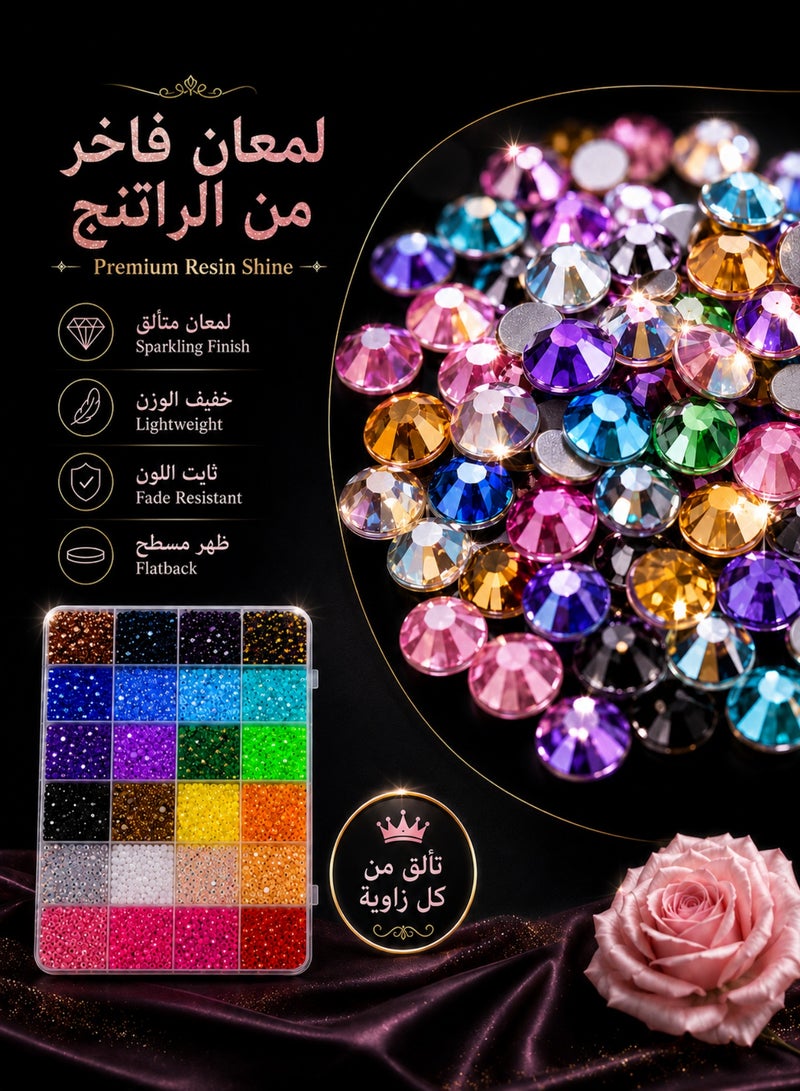 yumee Resin Jelly Rhinestones Kit 34000Pcs 3mm Flatback Gems 24 Colors With 3 B7000 Glue Pickup Pen Tweezers For Bedazzling Nail Art Tumblers Shoes Clothes DIY Crafts - Image 5