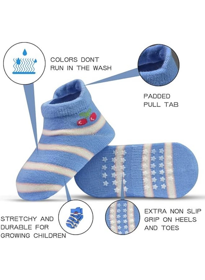 جوارب مضادة للانزلاق للأطفال الصغار مع مقابض، 12 زوجًا من الجوارب المضادة للانزلاق للأولاد والبنات من عمر 0 ​​إلى 7 سنوات - Image 2