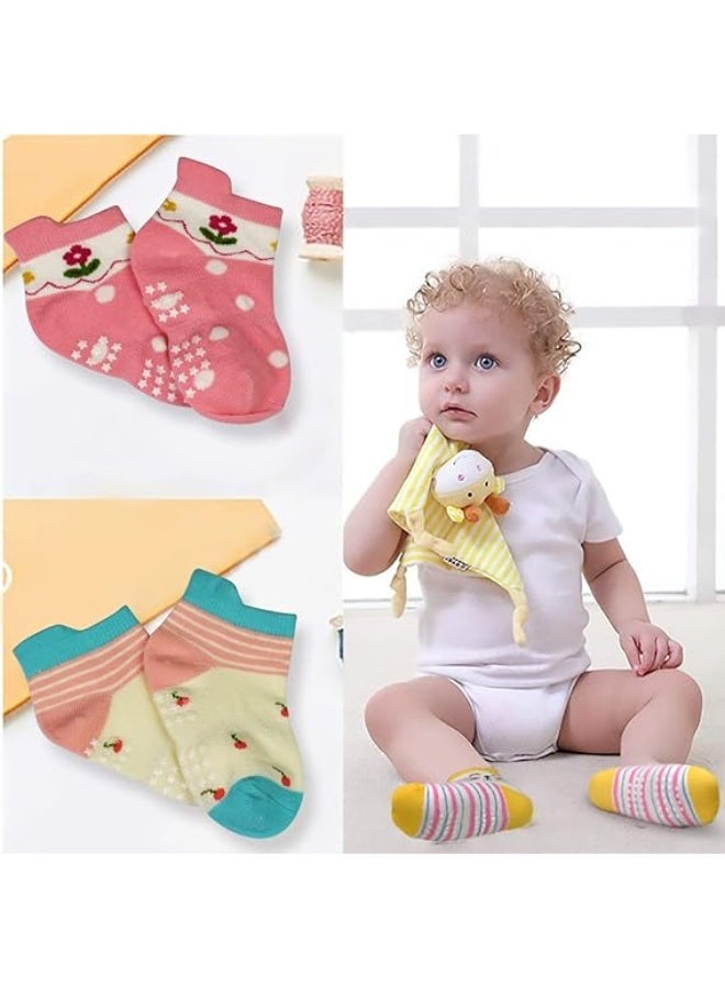 جوارب مضادة للانزلاق للأطفال الصغار مع مقابض، 12 زوجًا من الجوارب المضادة للانزلاق للأولاد والبنات من عمر 0 ​​إلى 7 سنوات - Image 3