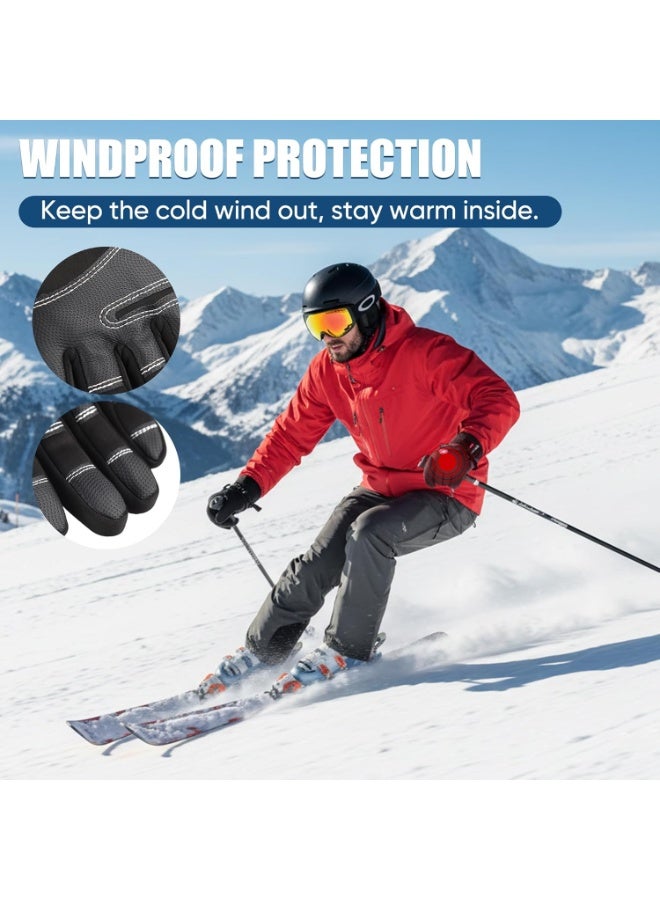 ATRJSZ Anti-Slip Waterproof Thermal Winter Gloves for Men and Women, Windproof Cold Weather Motorcycle Riding Bicycle Cycling Hiking Gloves Touch Screen Anti-Slip Winter Sport Outdoor Gloves - Image 2