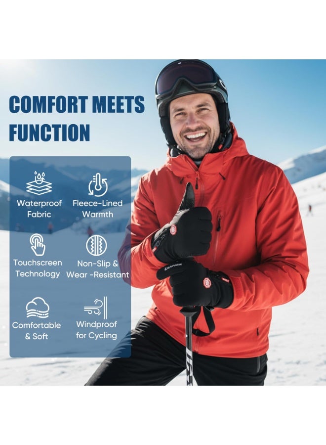 ATRJSZ Anti-Slip Waterproof Thermal Winter Gloves for Men and Women, Windproof Cold Weather Motorcycle Riding Bicycle Cycling Hiking Gloves Touch Screen Anti-Slip Winter Sport Outdoor Gloves - Image 4