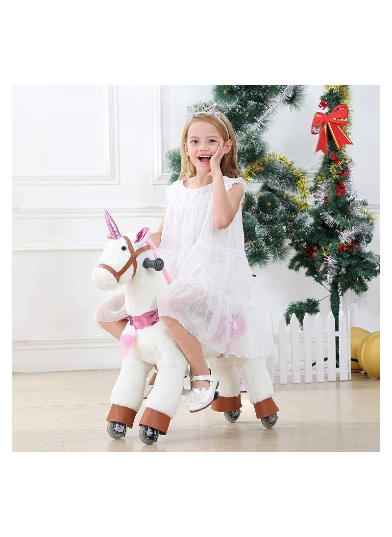 Cool Baby COOLBABY Horse Ride on Toy for Toddlers Ride on Rocking Horse Toy Plush Walking Pony Mechanical Riding Horse Unicorn Small Size for Age 3-6  - Image 4