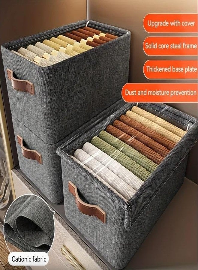DUANT FOLDABLE CLOTH ORGANIZER 26L Storage Bag with Lid Foldable Canvas Cloth Storage Box 3 Pcs - Image 5
