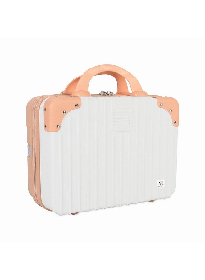 NFI essentials Hard Shell Vanity Cases for Women Travel Portable Carrying Cosmetic Case Suitcase Organizer Makeup Storage Box for Girls Toiletries Bag (Pink & White) - Image 1