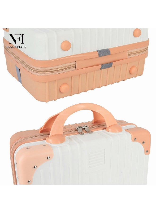 NFI essentials Hard Shell Vanity Cases for Women Travel Portable Carrying Cosmetic Case Suitcase Organizer Makeup Storage Box for Girls Toiletries Bag (Pink & White) - Image 3