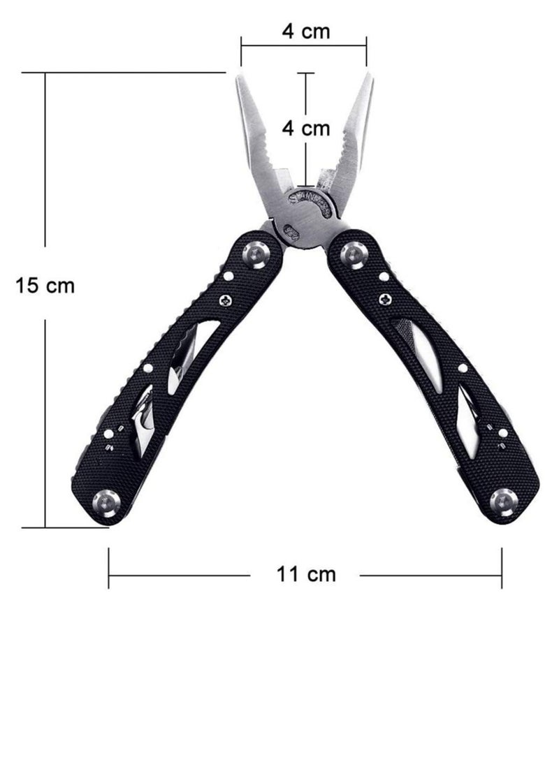Foldable Stainless Steel Multitool Pliers with 11 Screwdriver Bits and Nylon Sheath Multi Purpose Outdoor Survival Kit Ideal Pocket Tool - Image 3