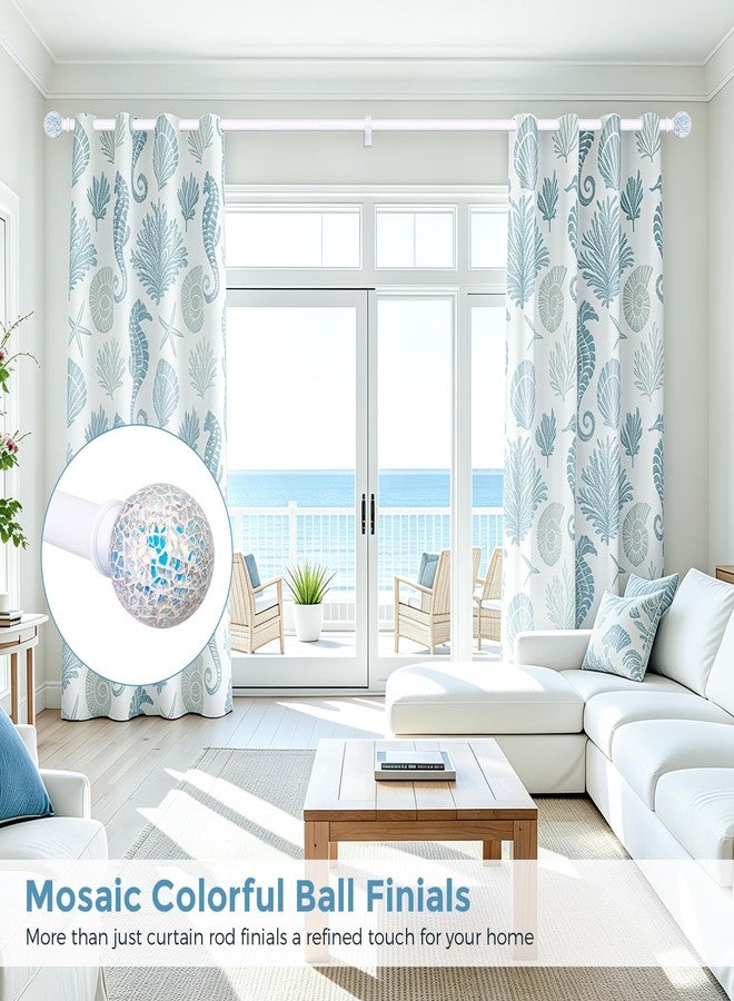 hei! dear White Curtain Rods for Windows 28 to 48 Inch,1 Inch Adjustable Heavy Duty Decorative Mosaic Colorful Ball Curtain Rod,Telescoping Window Rod for Bedroom,White Drapery Rods 18-60" - Image 2