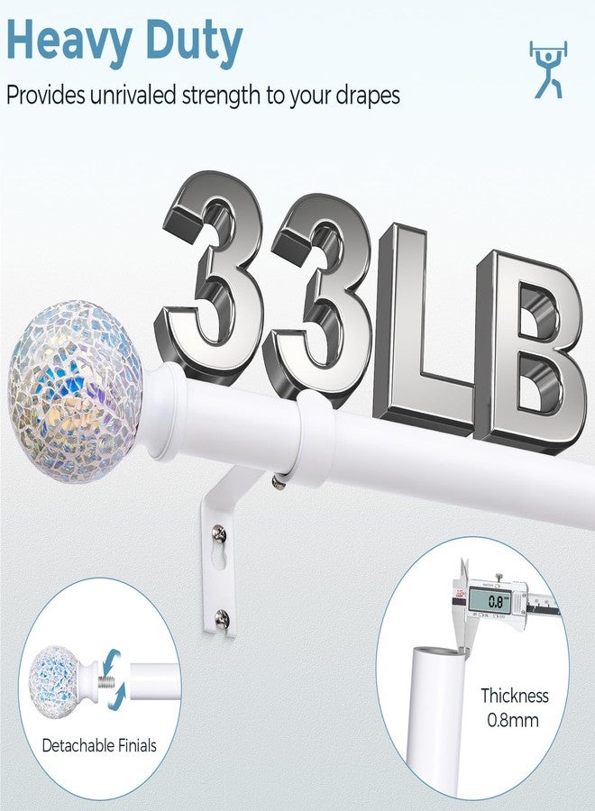 hei! dear White Curtain Rods for Windows 28 to 48 Inch,1 Inch Adjustable Heavy Duty Decorative Mosaic Colorful Ball Curtain Rod,Telescoping Window Rod for Bedroom,White Drapery Rods 18-60" - Image 5