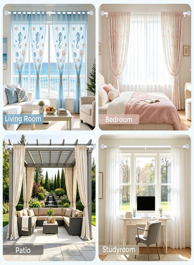 hei! dear White Curtain Rods for Windows 28 to 48 Inch,1 Inch Adjustable Heavy Duty Decorative Mosaic Colorful Ball Curtain Rod,Telescoping Window Rod for Bedroom,White Drapery Rods 18-60" - Image 4