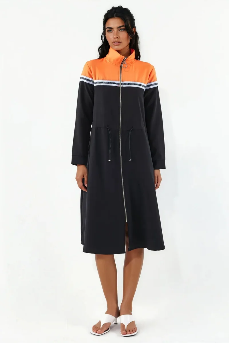 جينيفر Color-Blocked Midi Jersey Dress