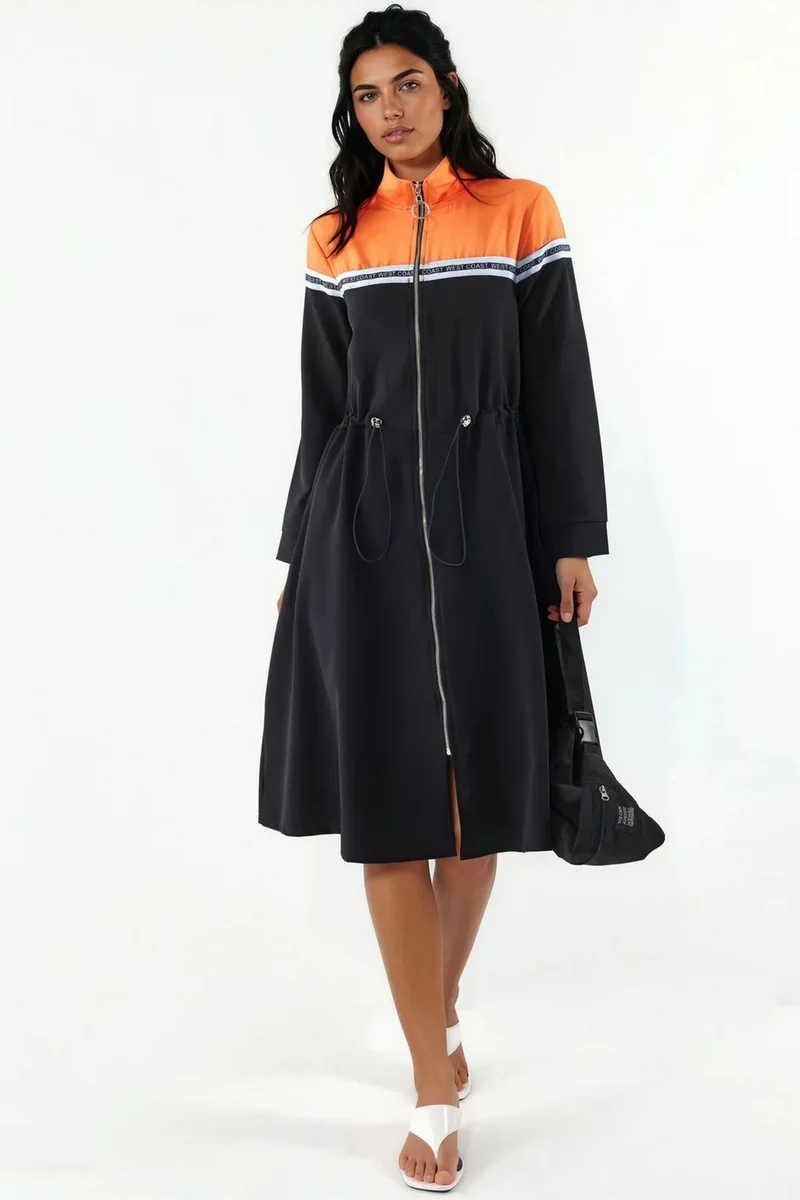 جينيفر Color-Blocked Midi Jersey Dress