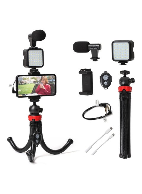 Vlogging Kit Phone Video Accessories Adjustable Stand Holder Compatible with a Variety of Mobile Phone Models for YouTube Instagram TikTok