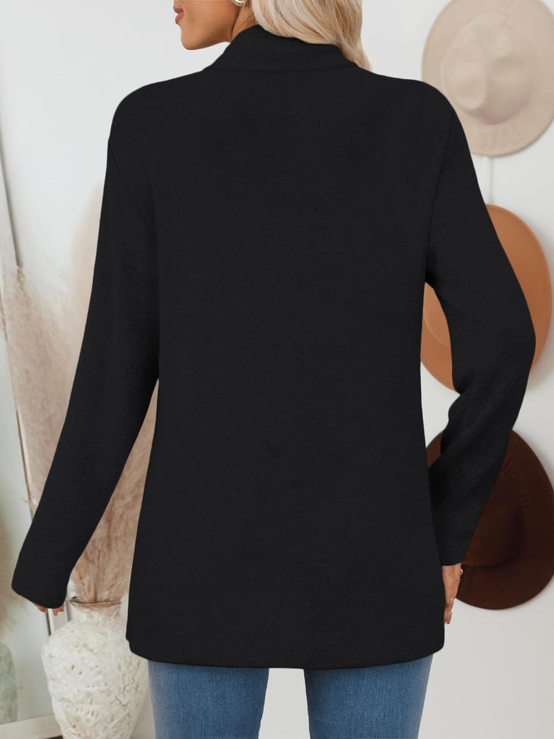 LILLUSORY Cardigan Sweaters for Women Lightweight Open Front Cardigans Casual Loose 2026 Spring Outfits with Pockets Black L - Image 4