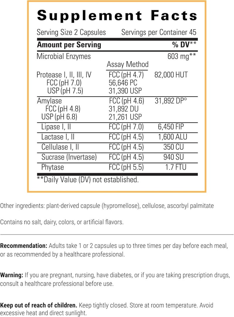 Integrative Therapeutics مكمل سيميلس ليدعم هضم الدهون  مكمل دعم الأمعاء مع إنزيمات هضمية  يشمل سيميلس بروتياز  أميلاز  نباتي  90 كبسولة - Image 2
