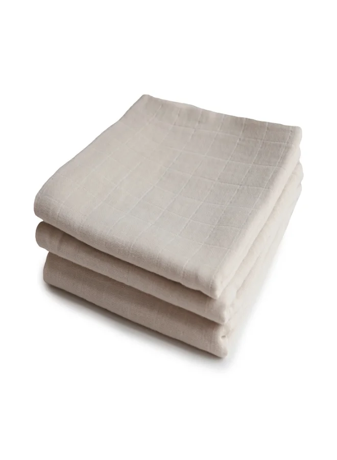 mushie Muslin Cloth 3-Pack Fog