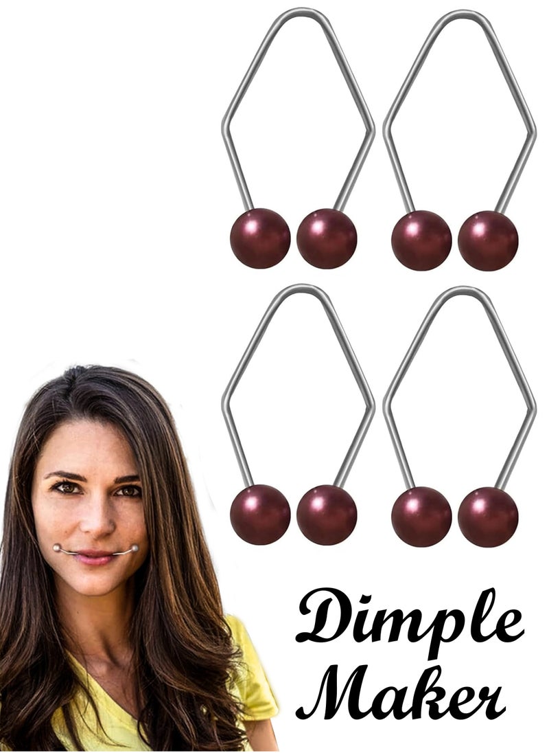 Estelle 2 Pair Dimple Maker for Cheeks Facial Dimple Trainer to Create Charming Smile Premium Stainless Steel Tool for Natural Dimples Easy Facial Expression Training Red  - Image 1