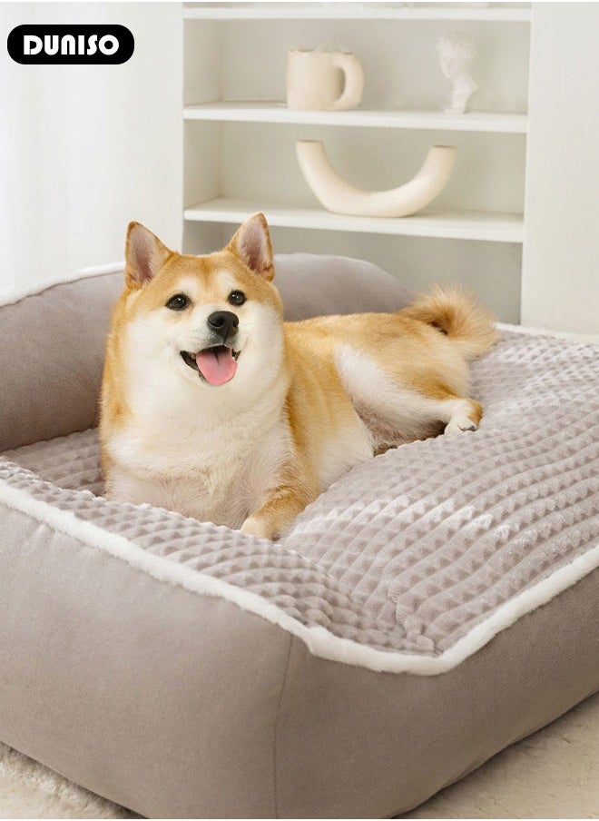DUNISO - Dog Bed, Non-Slip Pet Sofa Lounger Puppy Couch Removable Machine Washable Cover Cushion Big Cat Kennel Cot, Medium Large Adult Dogs Kitten Sleeping Mattress - Image 1