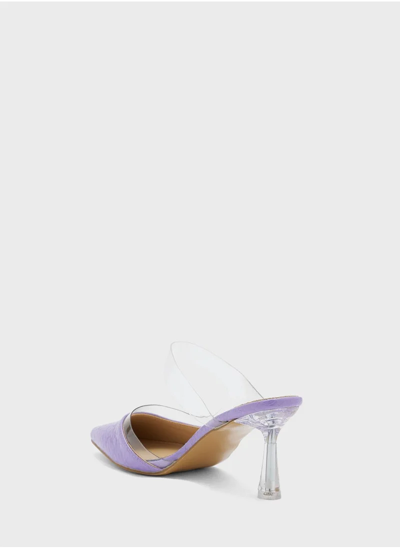 Ginger Croc Effect Clear Strap Slip On Pump