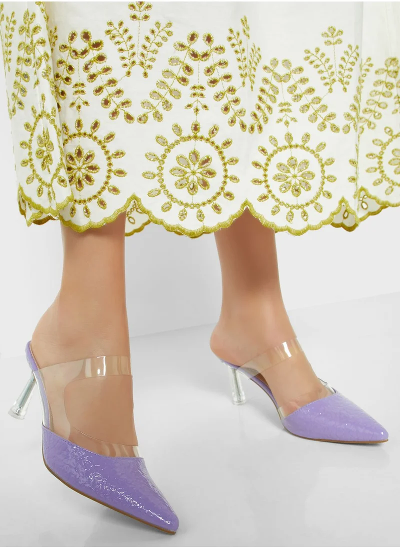 Ginger Croc Effect Clear Strap Slip On Pump
