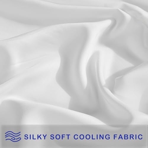 ACCURATEX Cooling Pillow Cases King Size Set of 2,Rayon Derived from Bamboo Pillowcases, Soft Breathable Pillow Case with Envelop Closure, Silky Pillowcase for Hair and Skin, White,20x40 inches - Image 5