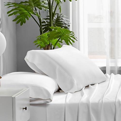 ACCURATEX Cooling Pillow Cases King Size Set of 2,Rayon Derived from Bamboo Pillowcases, Soft Breathable Pillow Case with Envelop Closure, Silky Pillowcase for Hair and Skin, White,20x40 inches - Image 3