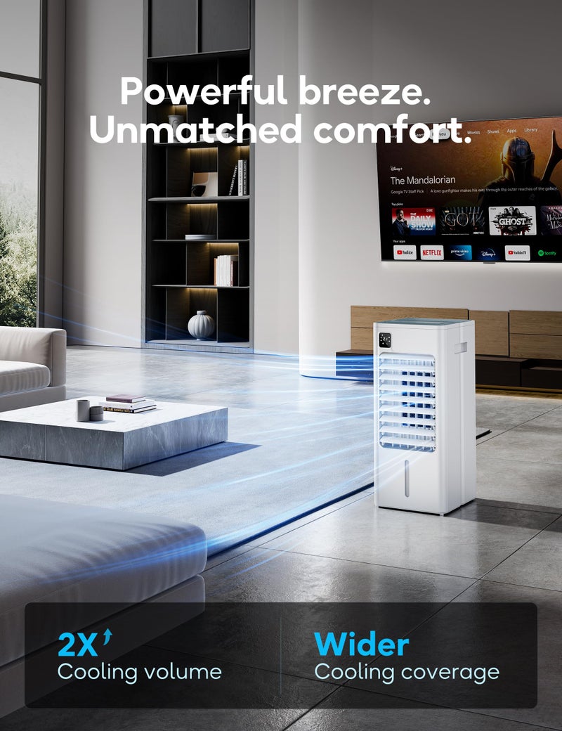 AEROZY Portable Air Conditioner, Evaporative Air Cooler Windowless with Remote, 3 Speeds, 12H Timer, Oscillating Swamp Cooler for Bedroom, Living Room, White - Image 2