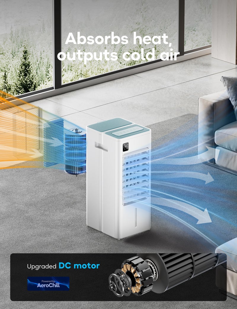 AEROZY Portable Air Conditioner, Evaporative Air Cooler Windowless with Remote, 3 Speeds, 12H Timer, Oscillating Swamp Cooler for Bedroom, Living Room, White - Image 4