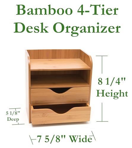 Lipper International 1804 Bamboo Wood 4-Tier Desk and Office Supply Organizer, 7 5/8" x 5 1/8" x 8 1/4" - Image 2