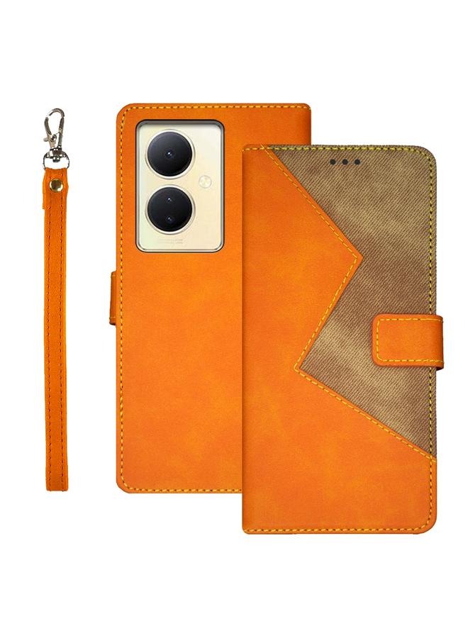 The Bros Case For vivo V29 Lite 5G Two-color Splicing Leather Phone Case