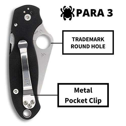 Spyderco سكين جيب قابل للطي من سبايدركو بارا 3 بتوقيع مع شفرة من الفولاذ المقاوم للصدأ بطول 2.95" ومقبض G-10 - للاستخدام اليومي - حافة عادية - C223GP - Image 4