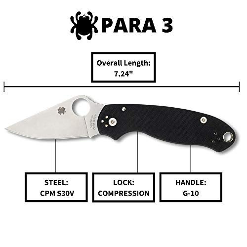 Spyderco سكين جيب قابل للطي من سبايدركو بارا 3 بتوقيع مع شفرة من الفولاذ المقاوم للصدأ بطول 2.95" ومقبض G-10 - للاستخدام اليومي - حافة عادية - C223GP - Image 5