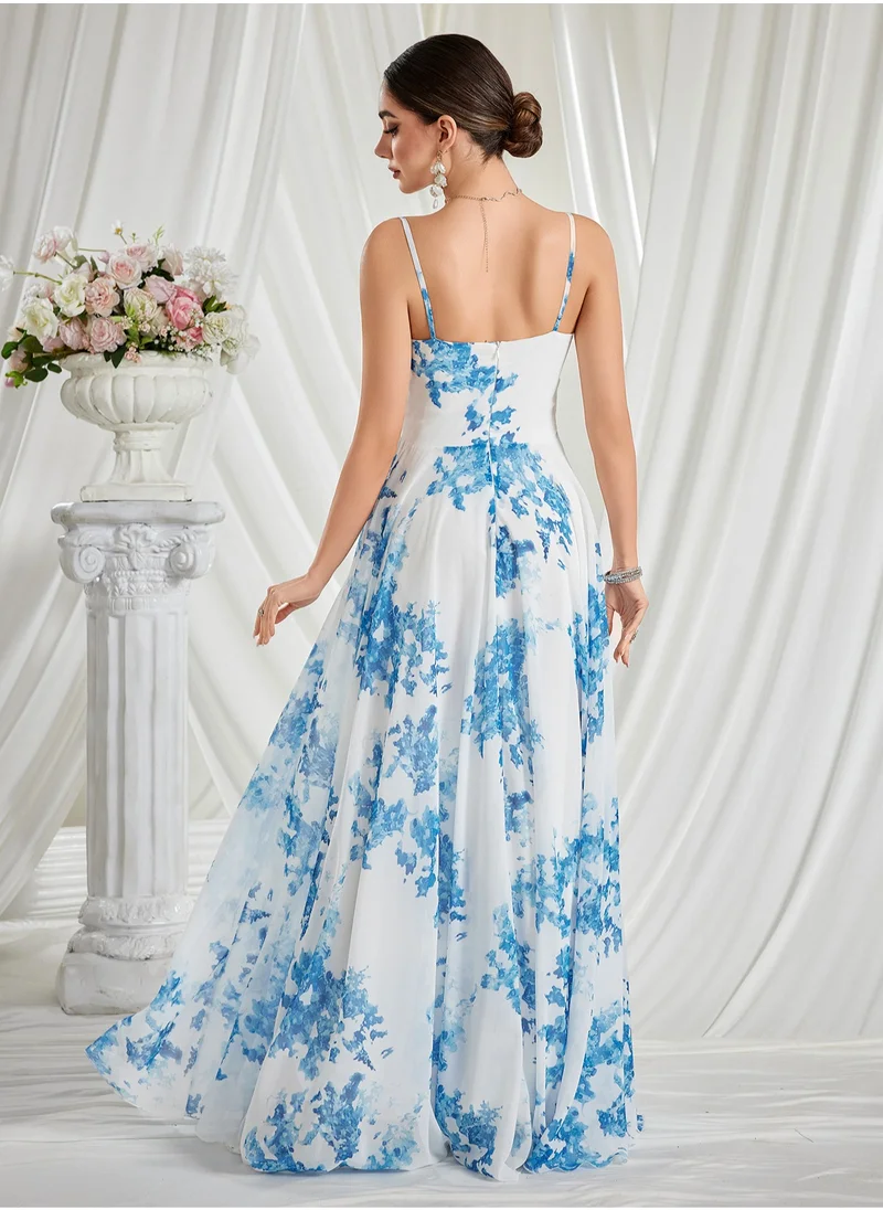 Madam Uniq Fashionable Printed Flared Maxi Dress with Spaghetti Straps