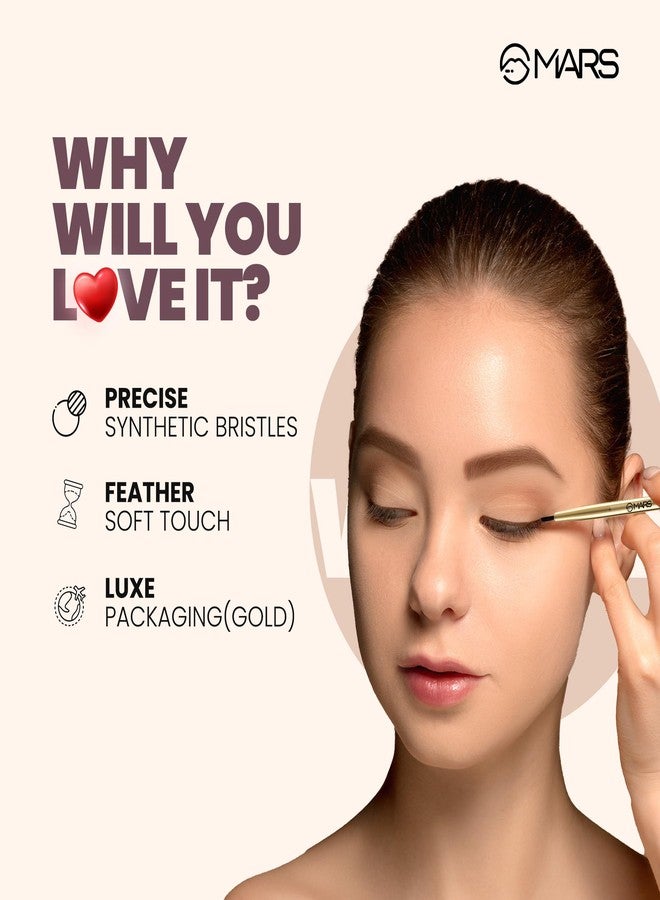 مارس فرشاة تحديد العيون الاحترافية من مارس أرتيست أرسنال | لمسة ناعمة كالريشة | شعيرات صناعية دقيقة | مثالية لرسمة الآيلاينر المجنحة | فرشاة مكياج فاخرة (ذهبية) - Image 3