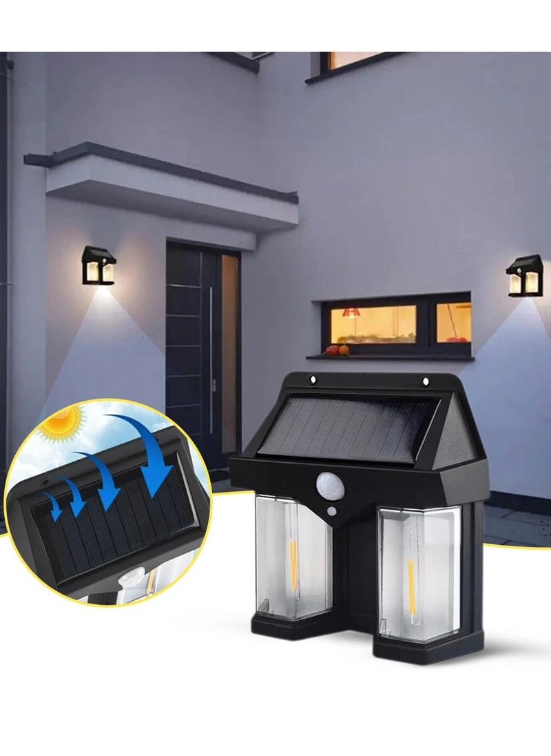 PRIMO PLUS Solar Powered Outdoor LED Wall Light with Motion Sensor, Waterproof Safe LED Wall Light, Outdoor Solar Powered Wall Light, Solar Flood Light, Black  - Image 1