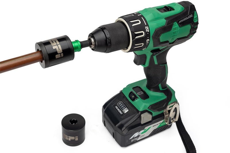 SPI Copper Pipe Cleaning Set 15mm & 22mm - Socket Driven + Socket Adapter and Replaceable Brushes – Heavy-Duty Steel Construction - Solder Prep - Pack of 2-15&22mm with 3/8" Locking Socket Adapter - Image 4