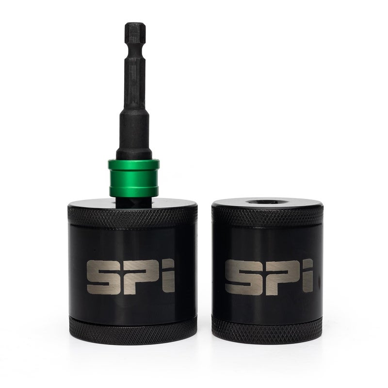 SPI Copper Pipe Cleaning Set 15mm & 22mm - Socket Driven + Socket Adapter and Replaceable Brushes – Heavy-Duty Steel Construction - Solder Prep - Pack of 2-15&22mm with 3/8" Locking Socket Adapter - Image 1