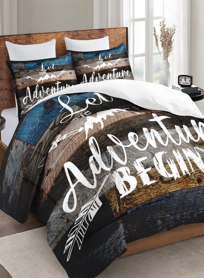 WeCozy Queen Size Comforter Set with 2 Pillowcases, Camp Adventure Motivational 3 Pcs Bedding for Kids and Adults, Vintage Inspirational World Soft Comforter Set for Bedroom Bed Decor - Image 3