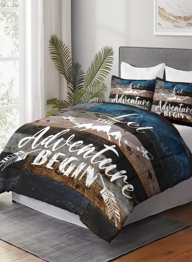 WeCozy Queen Size Comforter Set with 2 Pillowcases, Camp Adventure Motivational 3 Pcs Bedding for Kids and Adults, Vintage Inspirational World Soft Comforter Set for Bedroom Bed Decor - Image 4