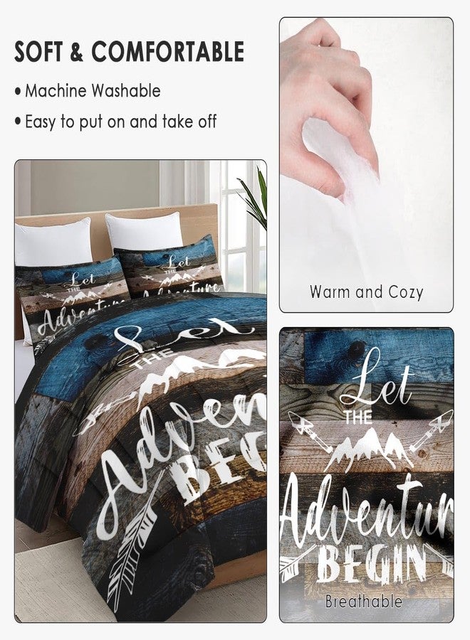 WeCozy Queen Size Comforter Set with 2 Pillowcases, Camp Adventure Motivational 3 Pcs Bedding for Kids and Adults, Vintage Inspirational World Soft Comforter Set for Bedroom Bed Decor - Image 5