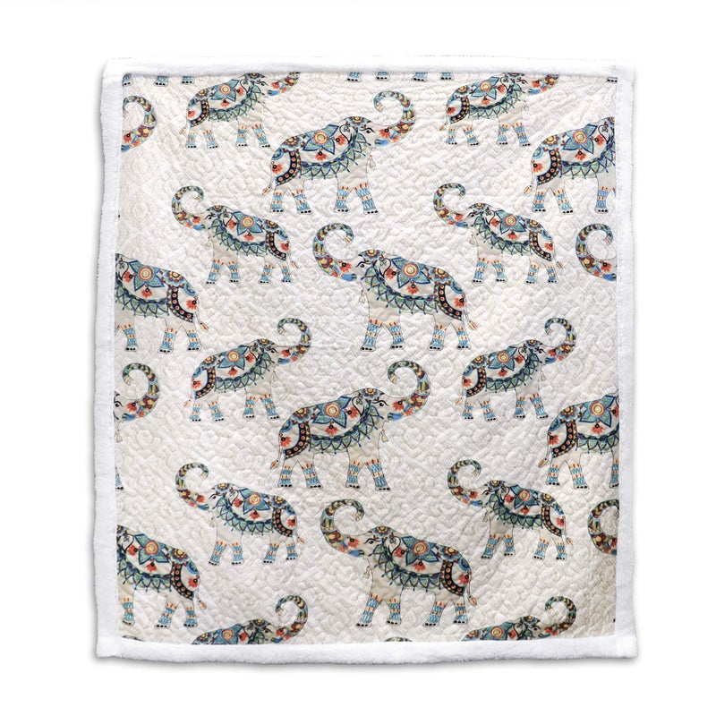 Lush Decor Hati Elephant Throw | Fuzzy Reversible Bohemian Sherpa Blanket - 60â€ x 50â€, Navy and Turquoise - Image 5