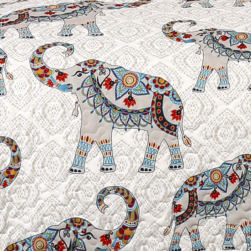 Lush Decor Hati Elephant Throw | Fuzzy Reversible Bohemian Sherpa Blanket - 60â€ x 50â€, Navy and Turquoise - Image 4