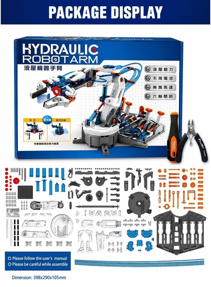 Pro'skit Pro’sKit GE-632 Hydraulic Robot Arm Kit – DIY STEM Water-Powered Robotic Arm with 6-Axis Control (229 Pieces, No Batteries)(work light gift) - Image 3
