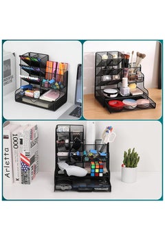 Cozy Nest Multi Functional Mesh Desk Organizer with Drawer and 12 Compartments for Office Home School Supplies Pen Holder Stationery Makeup Organizer and Small Item Storage Organizer Black Metal Design  - Image 3