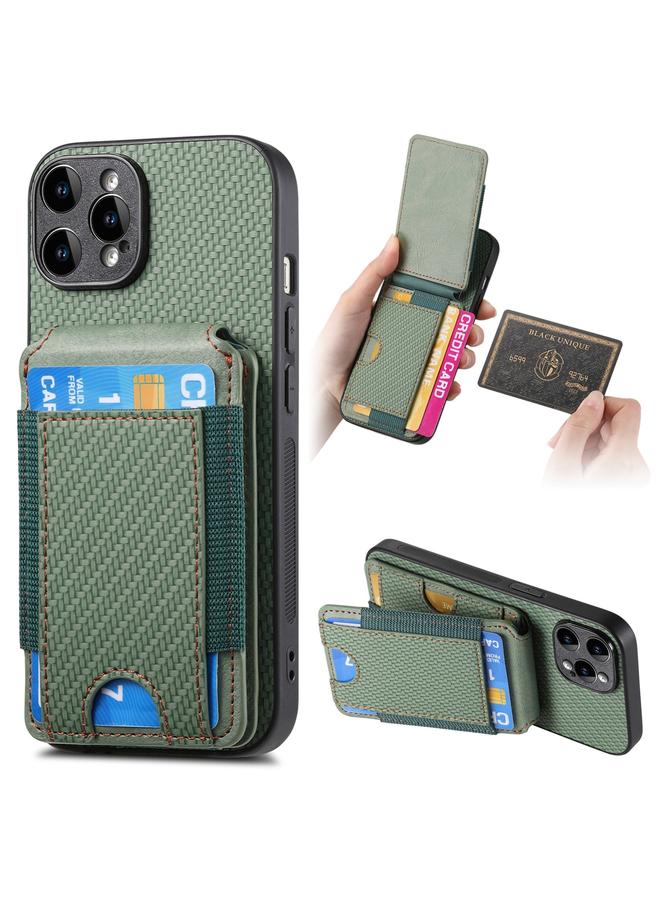 Zaboon Case For iPhone 12 Pro Carbon Fiber Vertical Flip Wallet Stand Phone Case - Image 1