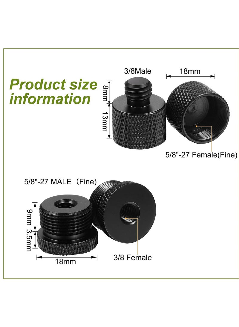 Microphone Stand Adapter Set - 8 Pcs Black, 5/8" Female to 3/8" Male and 3/8" Female to 5/8" Male Threaded Adapters for Microphone Stands, Tripods, and Camera Mounts. - Image 5
