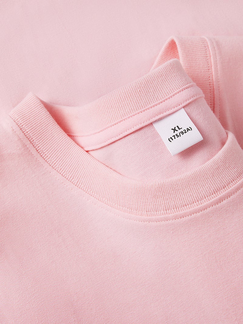 Pure Cotton 230g Heavyweight Men's Japanese Style Inner Layering Shirt Cherry Blossom Pink Loose Slightly Dropped Shoulder Short-Sleeved Basic T-Shirt - Image 2