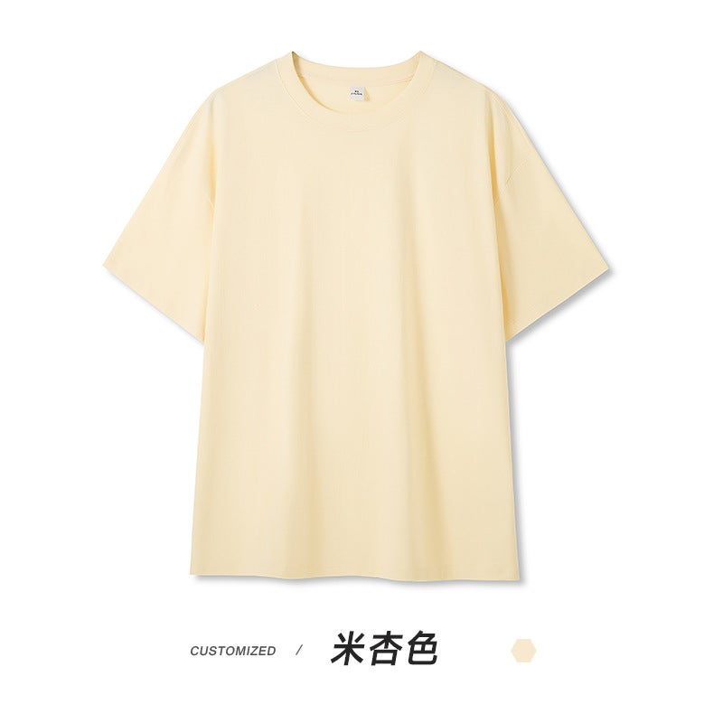 Pure Cotton 230g Heavyweight Men's Japanese Style Inner Layering Shirt Cherry Blossom Pink Loose Slightly Dropped Shoulder Short-Sleeved Basic T-Shirt - Image 1