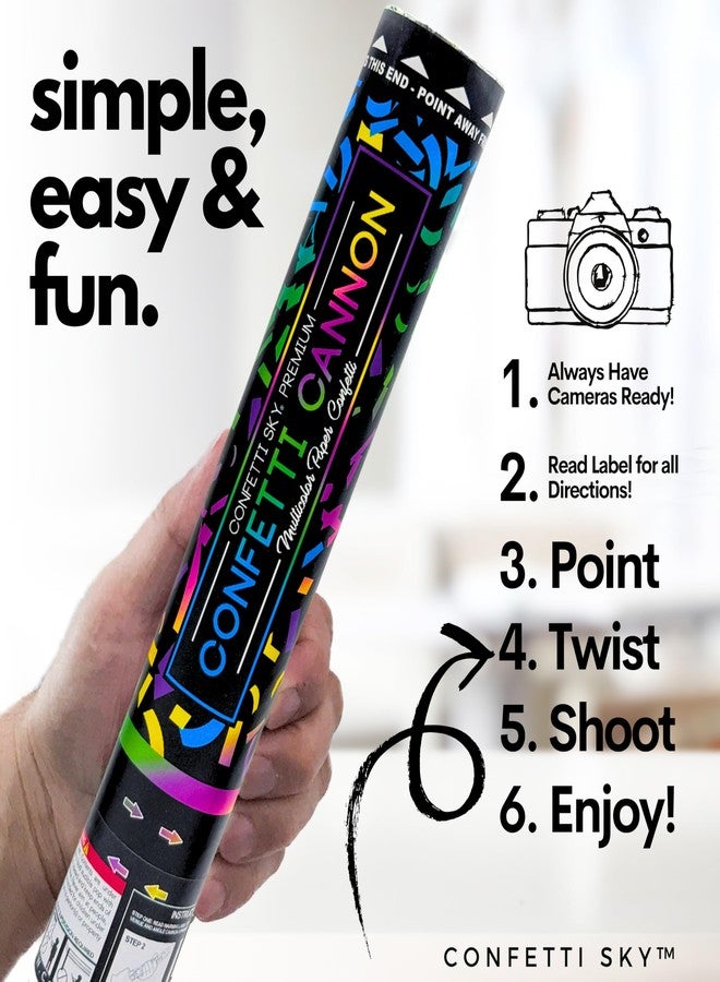 Confetti Sky [6 Pack] 12 Inch Confetti Cannons | Multicolor Confetti Poppers for Wedding Celebration, Birthday Party, Pranks, Graduation, Christmas Eve and New Year Celebration - Image 2