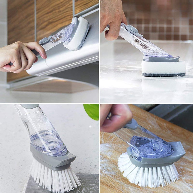 Dec Kitchenpro Automatic Liquid Tank Cleaning Brush with Refill Soap Dispenser Long Handle Dish Scrubber Wok Cleaner Sponge for Kitchen Multicolor - Image 5