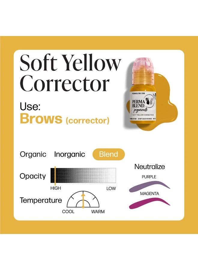 Perma Blend Corrector Pigment – Perma Blend Soft Yellow Corrector 15ml | Professional PMU Color Correction Tattoo Ink for Hyperpigmentation, Dark Spots & Uneven Skin Tone | Vegan, Long-Lasting | SKU: PBSYC1/2 - Image 2